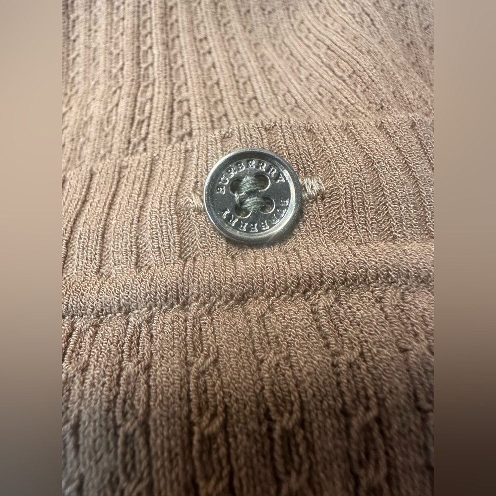 Burberry Beige Ribbed Knit sweater with silver buttons. Size 2. - Picture 6 of 7